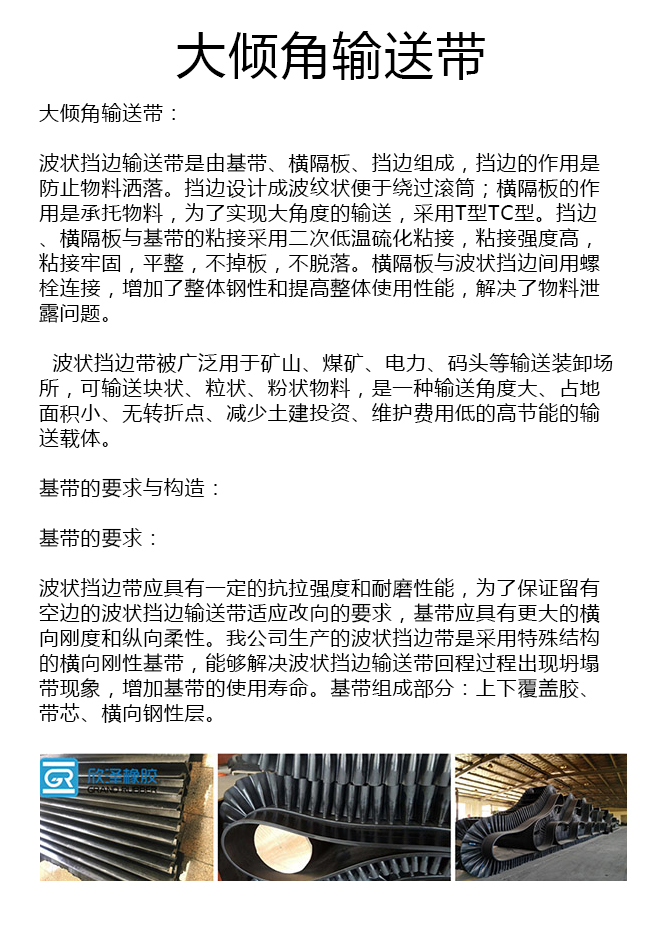 大倾角挡边带生产厂家 大倾角挡边带生产厂家